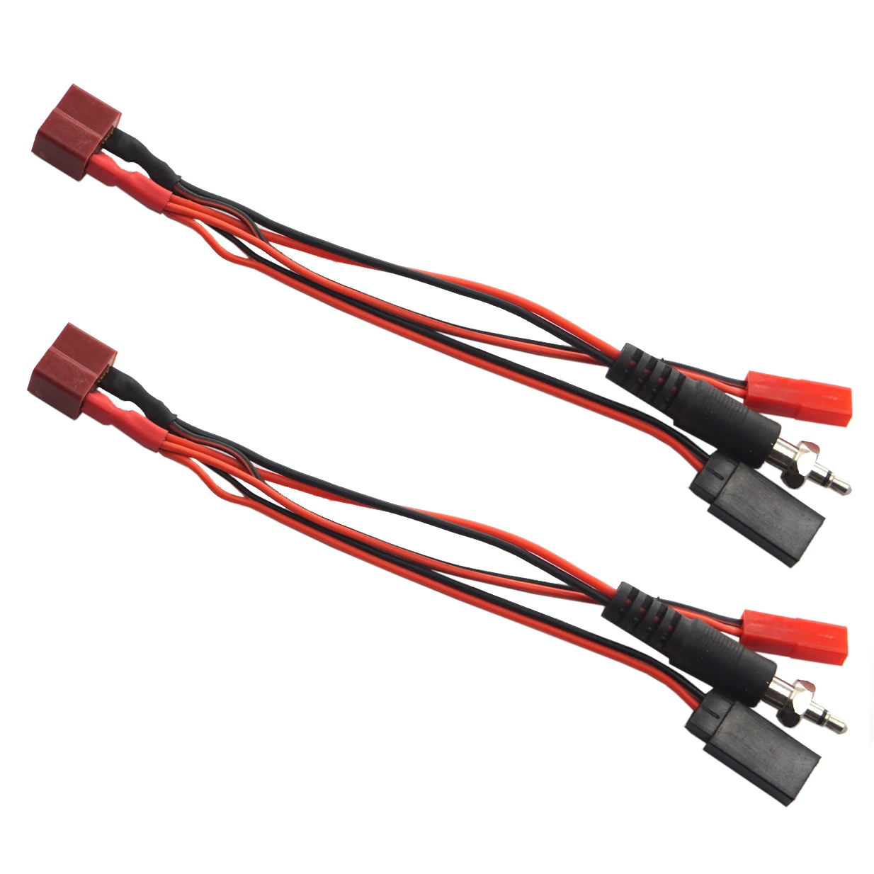 2Pcs 3 in 1 Style T Female Plug to JR Connector JST Female Igniter Adapter Charger Cable for 1/8 1/10 RC Glow Ignition