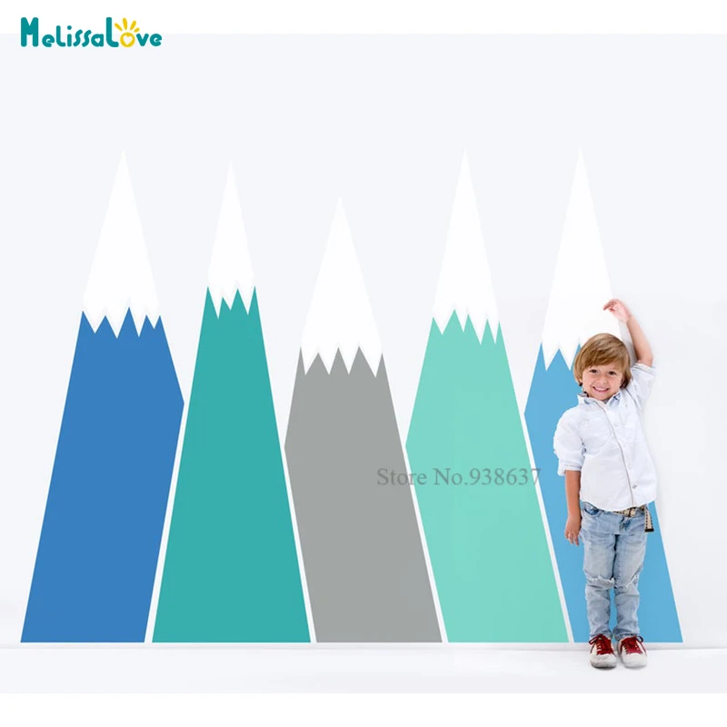 Adventure Mountains Personalized Decal Wall Sticker for Kids Toddlers Baby Room Removable Vinyl Headboard Decor BB853