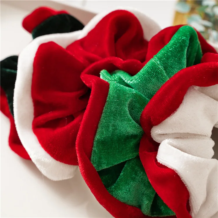 Winter Mix Color Velvet Scrunchie Elastic Hair Bands Fashion Ponytail Holder Hair Ties Rubber Hair Accessoies For Christmas