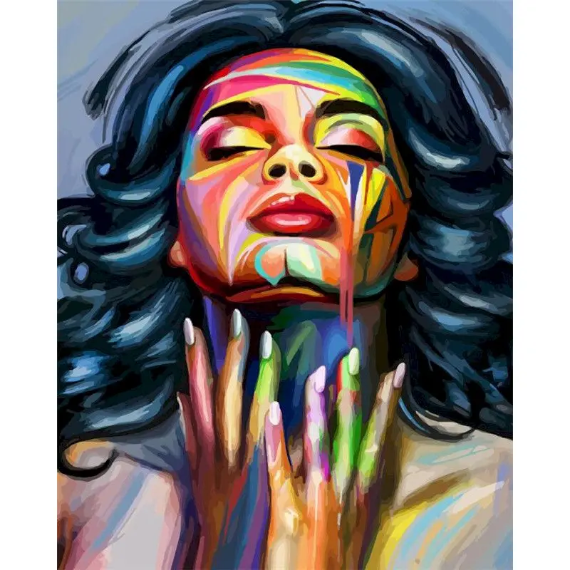 GATYZTORY 60x75cm Rahmen Diy Malen Nach Zahlen Abstrakte Frau Figur Malen Nach Zahlen Auf Leinwand Acryl Diy geschenk