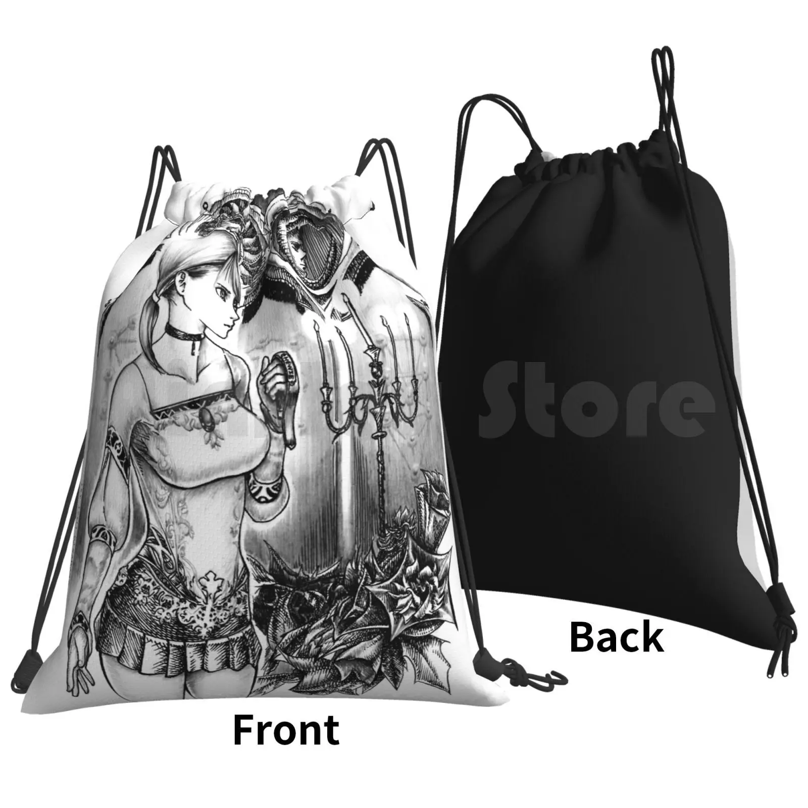 Haunting Ground-Fiona Belli Backpack Drawstring Bags Gym Bag Waterproof Astrology Cathedral Tower Demento Fan Art Goth