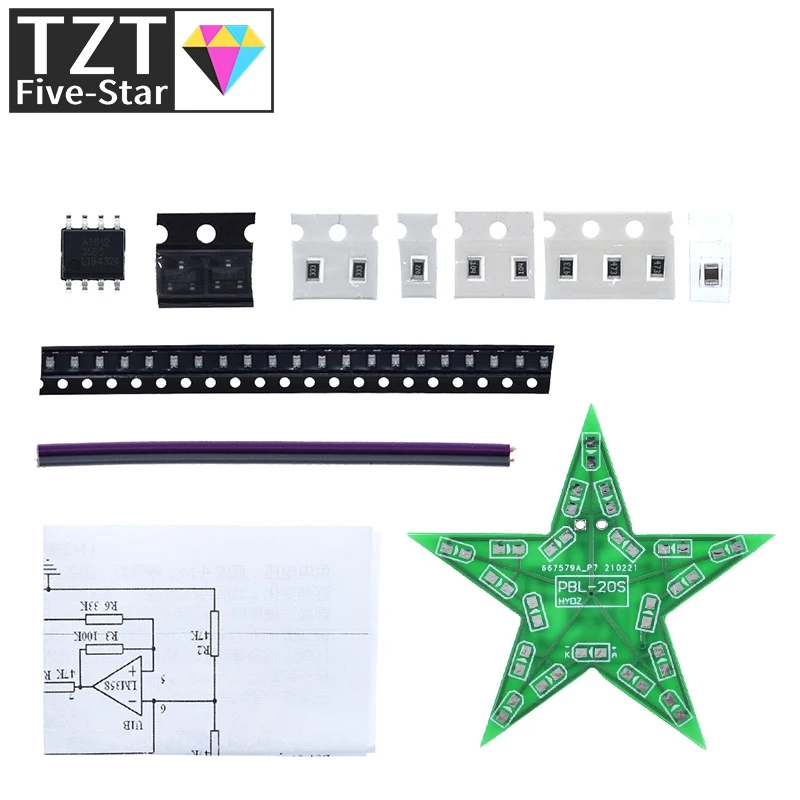 Schüler-Trainings-DIY-Kit Fünfzackiger Stern Atemlicht Farbwechsel-LED-Licht für Weihnachts-Löttraining Rot Grün Blau – Detail 7