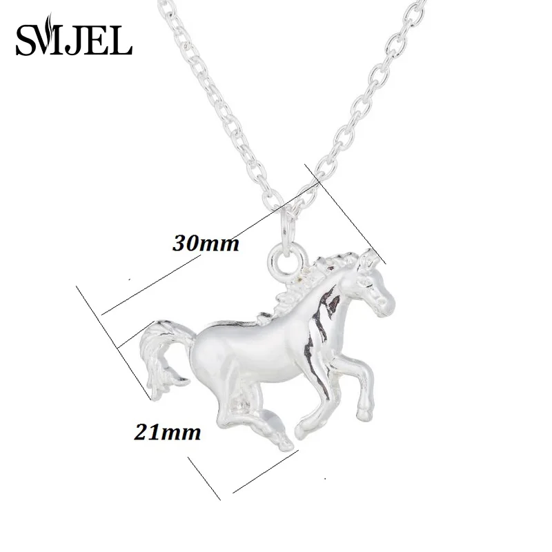 Metal Running Horse Necklaces for Women Men Trend Vintage Animal Unicorn Horse Shoe Pendant Necklace Accessories Birthday Gifts