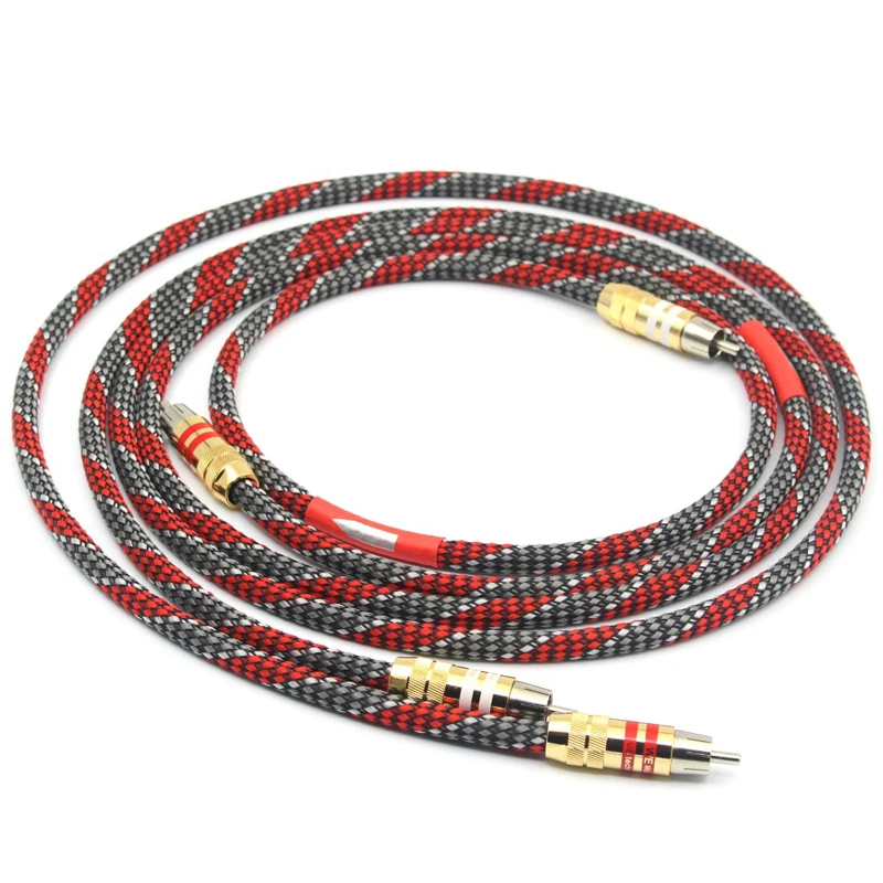 Hi-End 4N OFC Silver Plated ตัวนํา HIFI 2RCA ถึง 2RCA ชายชาย Hifi ลําโพงเสียง Amp เครื่องเล่น CD RCA สาย