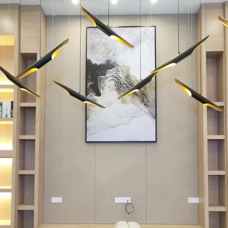 Post modern simple restaurant bamboo shell chandelier hotel front desk rest area store personalized creative room lighting lamps