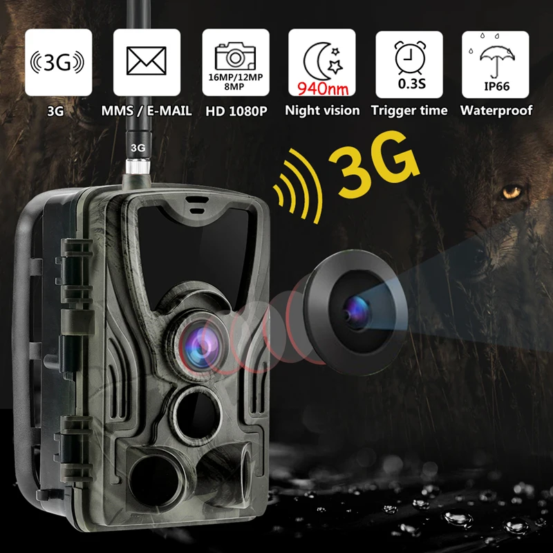 HC801 Hunting Trail Camera, Outdoor Camera, 3G, 4G, WiFi Photo Trap, Waterproof 0.3s Trigger, Night Vision, Wildlife Animal Hunt