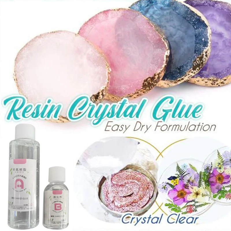 Transparente Crystal Clear Epoxy Resina Glue Kit, A e B Glue Set para DIY Jóias Artesanato, resiste Amarelamento