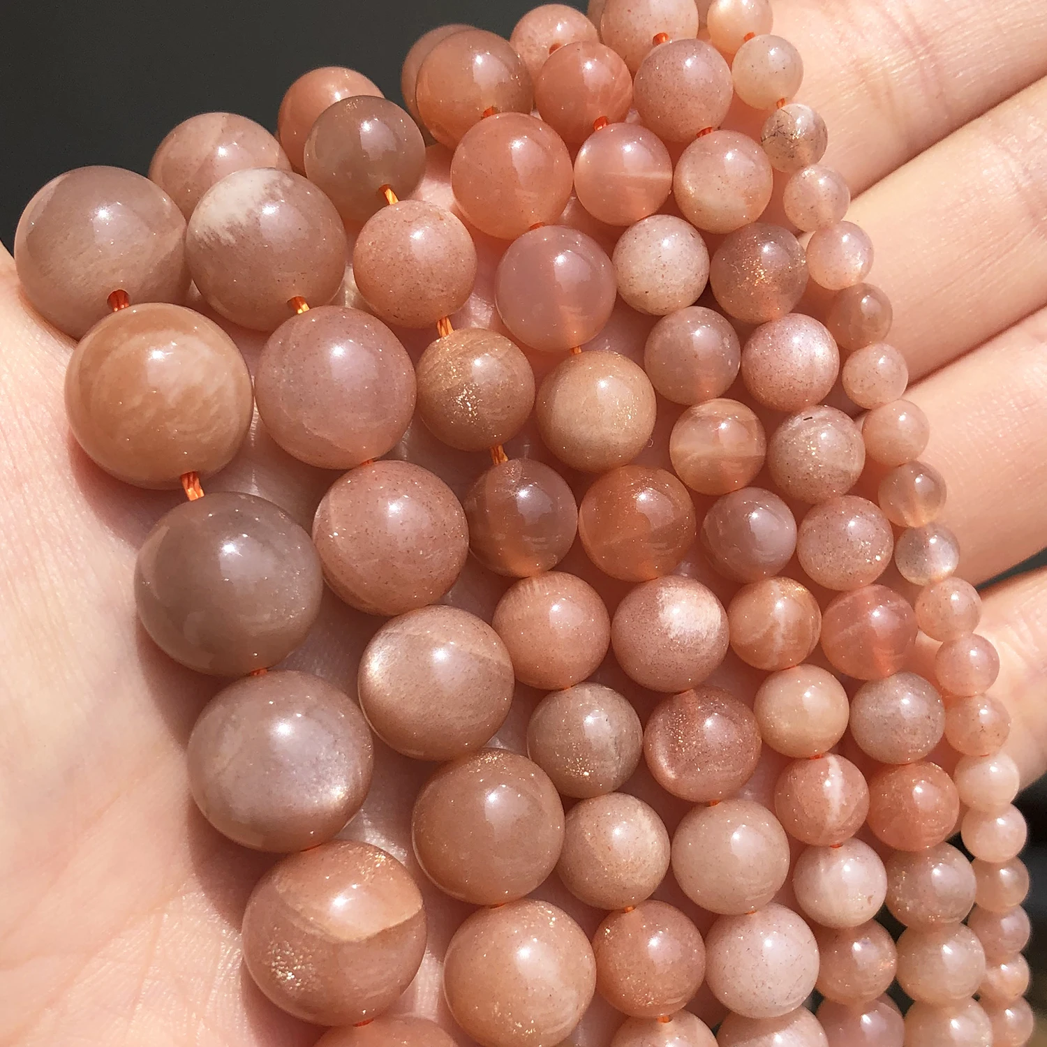 Natural Sunstone Minerals Stone Beads Round Loose Gem Spacer Beads for Jewelry Making DIY Bracelets Necklace 15'' 4 6 8 10 12mm