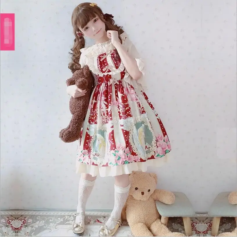 Robe Japonaise Mi-Longue à Bretelles Spaghetti pour Fille, Tenue de Soirée, Style Mori, Loli JSK, Kawaii