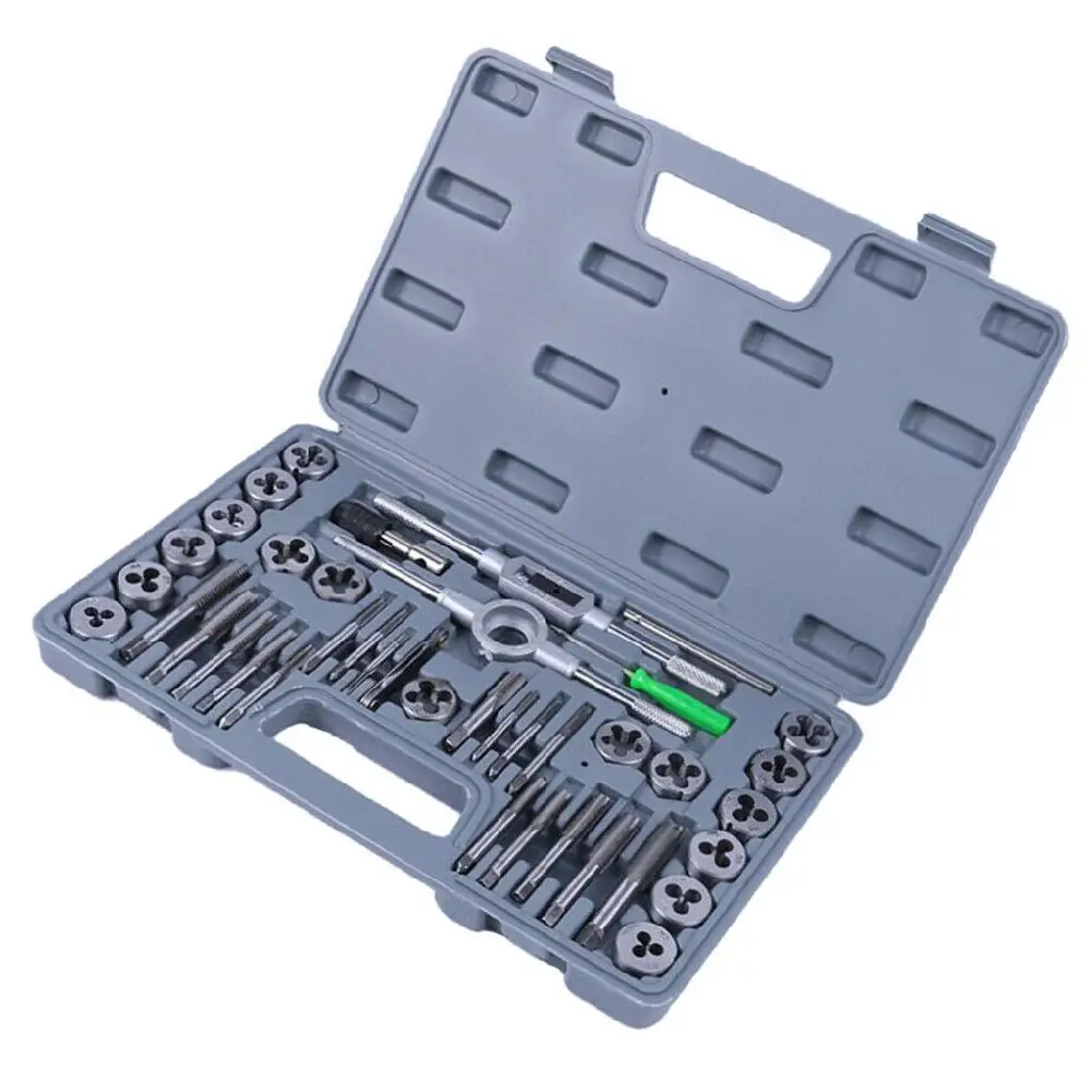 HiMISS 40pcs Tap Die Set Hand Thread Plug Taps Handle Alloy Steel Threading Tool Screw Thread Wrench Dies Kit With Storage Case