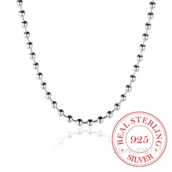 925 Sterling Silver 3mm Smooth Beads Ball Chain Choker Necklace For Women Trendy Wedding Engagement Jewelry collier femme