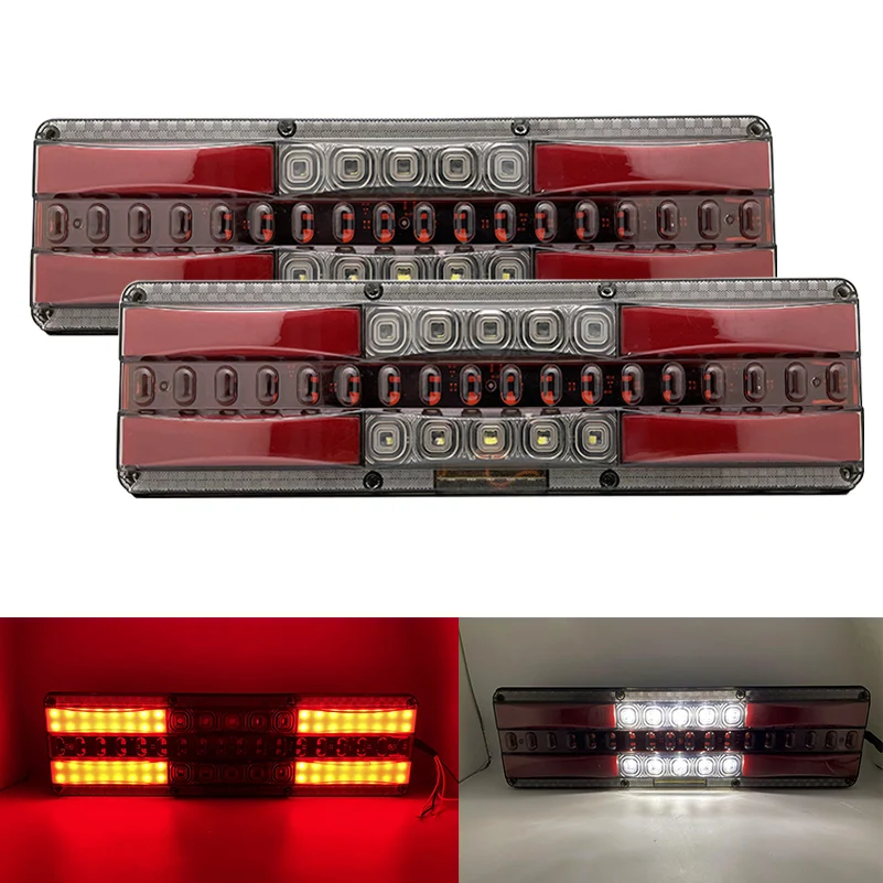 

2X LED Dynamic Car Truck Tail Light 24V Brake Light Turn Signal Lamp Rear Lamp For Trailer Van Boat RV Caravan Bus Lorry UTV.