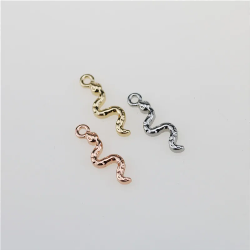 20pcs 16mm Tiny Snake Zinc alloy Jewelry DIY Charms Pendant Necklace,Eearrings,Bracelets 3 Colors