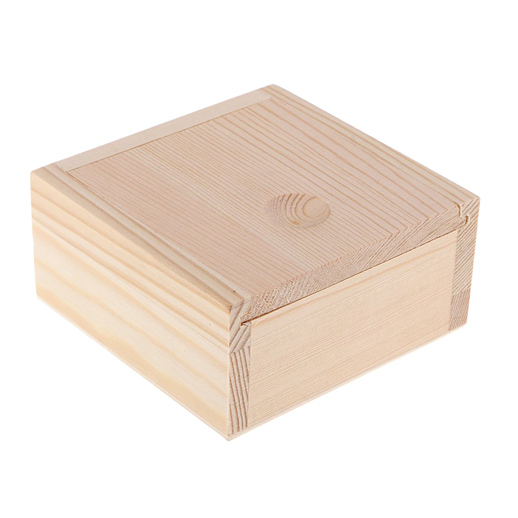 Plain Unpainted Wooden Box,Tea Storage Box,Jewelry Box,Home Organizer Case Push And Pull Lid