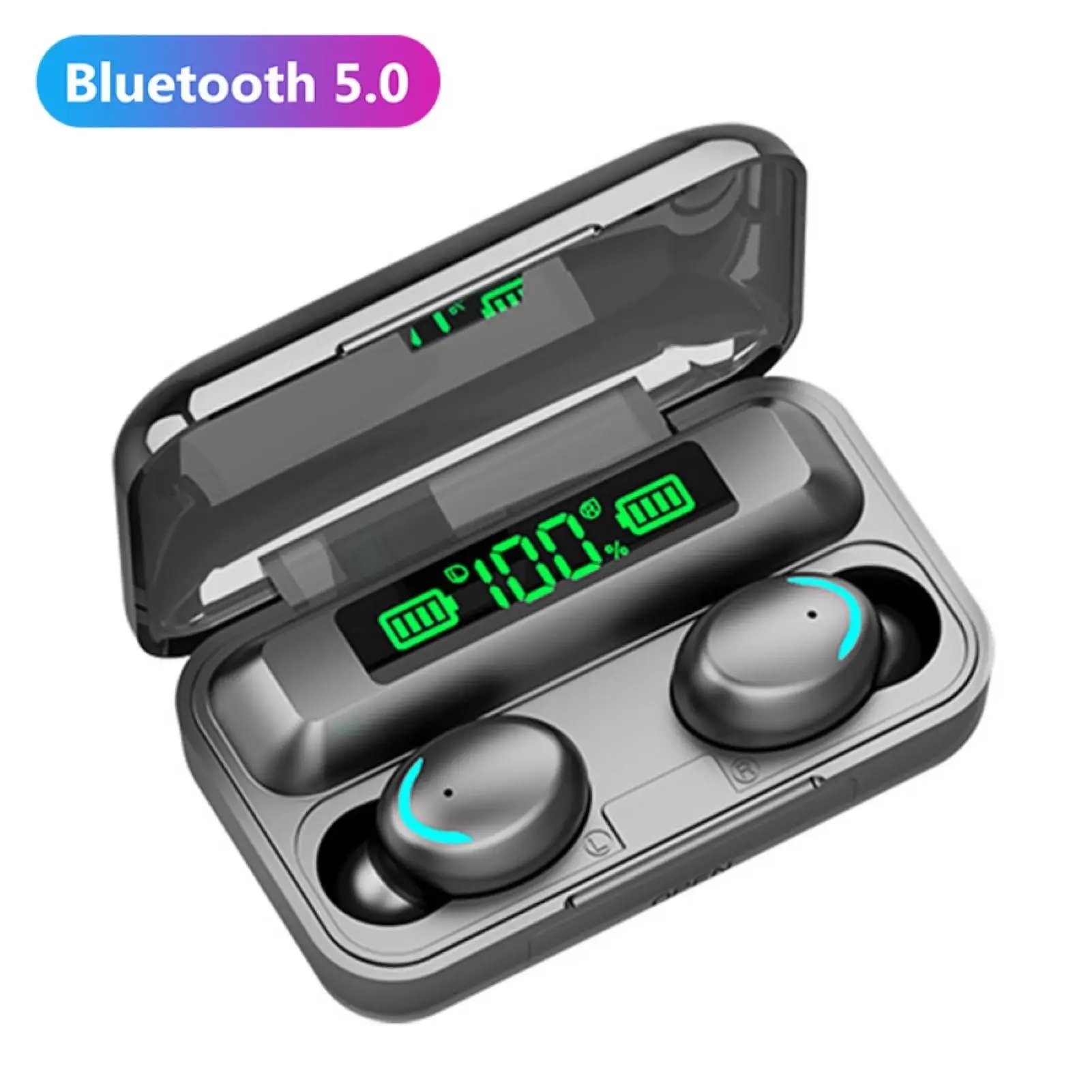 F9-5C Bluetooth 5.0 Wireless Headset Earphones Stereo Sports Mini In-Ear Earbuds TWS Bluetooth Earphones with Charging Box