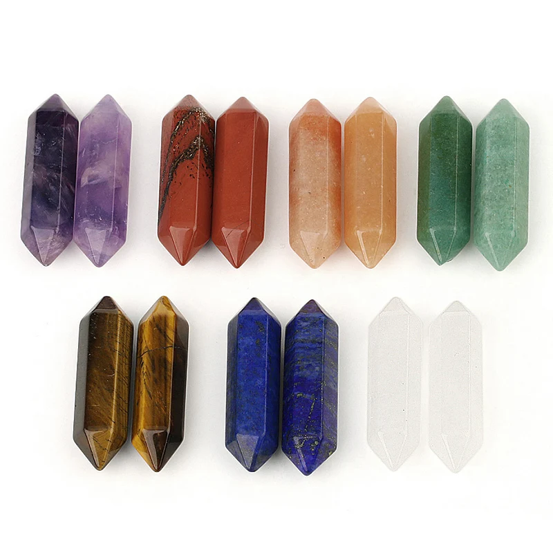 1pc Natural Crystal Stones for Jewelry Double Pointed Pyramid Quartz Feng Shui Ornaments for Home Decoration Gift Female