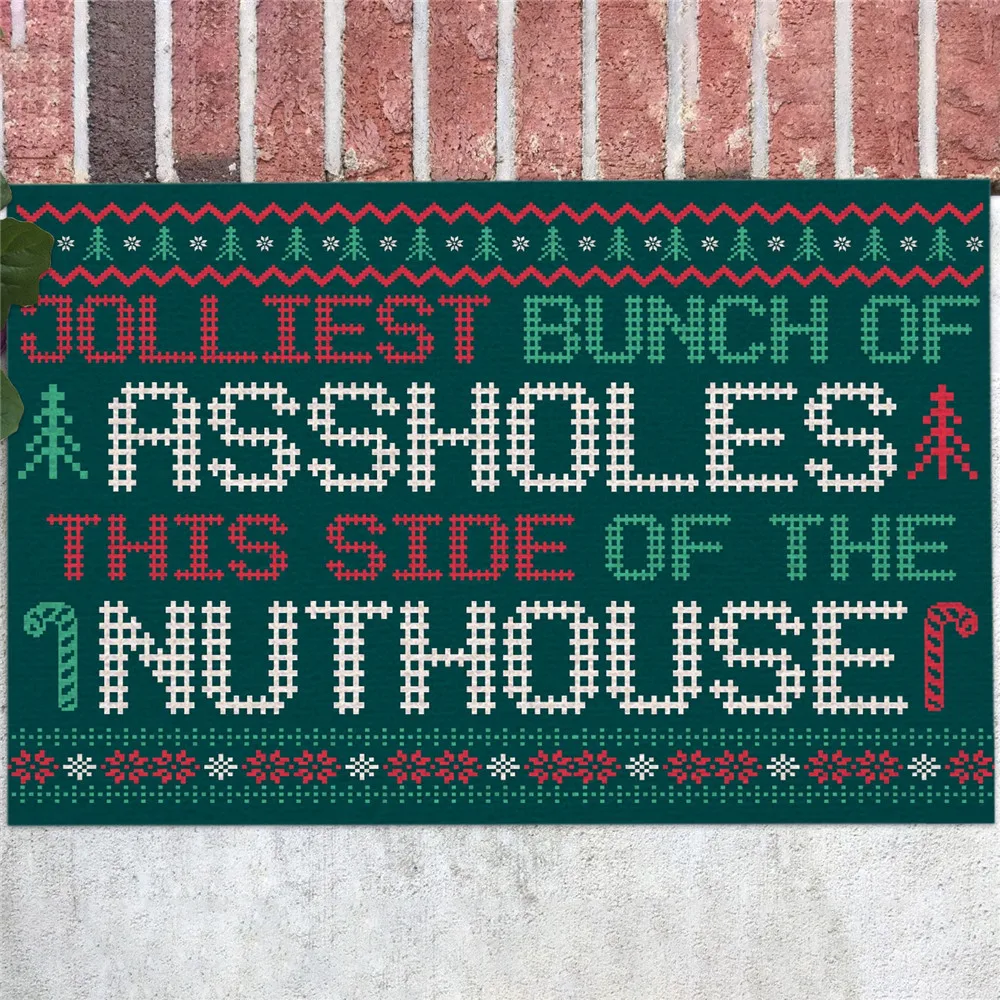 HX Christmas Doormats 3D Graphics Santa Please Stop Here Doormat Merry Christmas Winter Decorative Welcome Mat