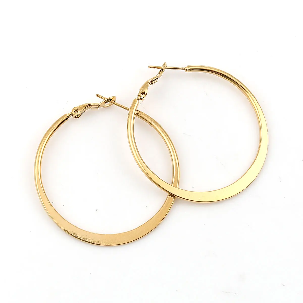 1 Pair 316 Stainless Steel Hoop Earrings Gold Color Round Earrings For Women Fashion Exquisite Ear Jewelry 40mm(1 5/8