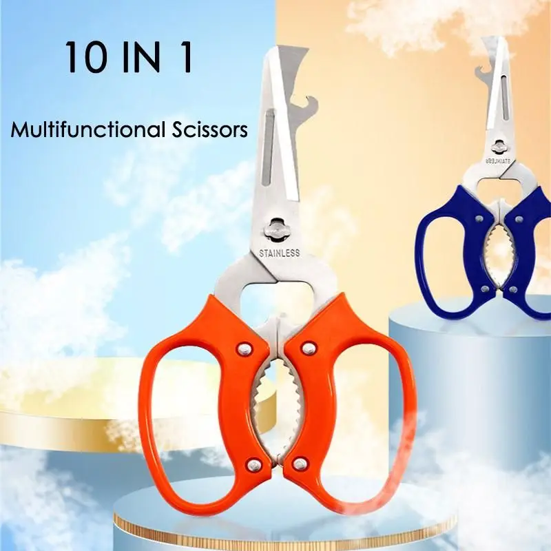 

10 in 1 Detachable Scissors Stainless Steel Detachable Multifunctional Stainless Poultry Kitchen Nutcracker Bottle opener Bone