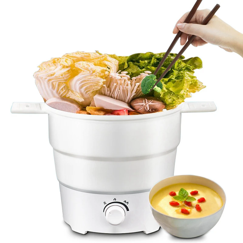 Multicooker Portable Cooking Machine Food Steamer Egg boiler Folding Silicone Kettle Hotpot Noodles Boiler For Travel 110V 220V