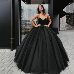 Gothic Wedding Dresses Black Vintage Ball Gown Sweetheart Strapless Simple Vestido De Noiva  Country Bridal Dress