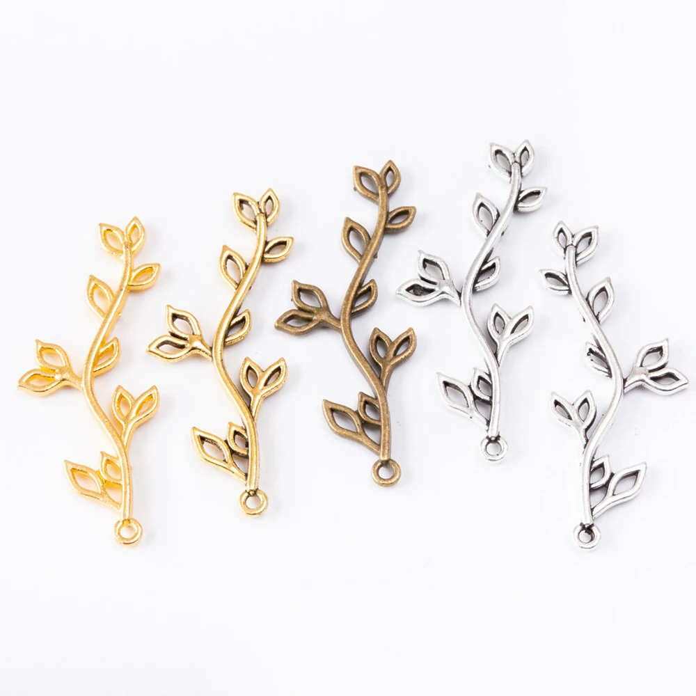 20pcs Metal Tree Branch Leaf Charms Pendants for DIY Necklace Bracelet Jewelry Craft Jewelry Making Components Wholesale