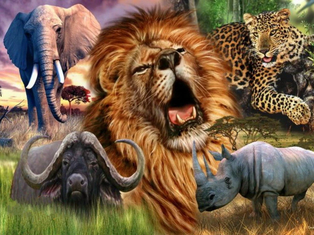 JMINE Div 5D African Wildlife Animals Lion Elephant hippo Full Diamond Painting kits art Scenic 3D paint by diamonds