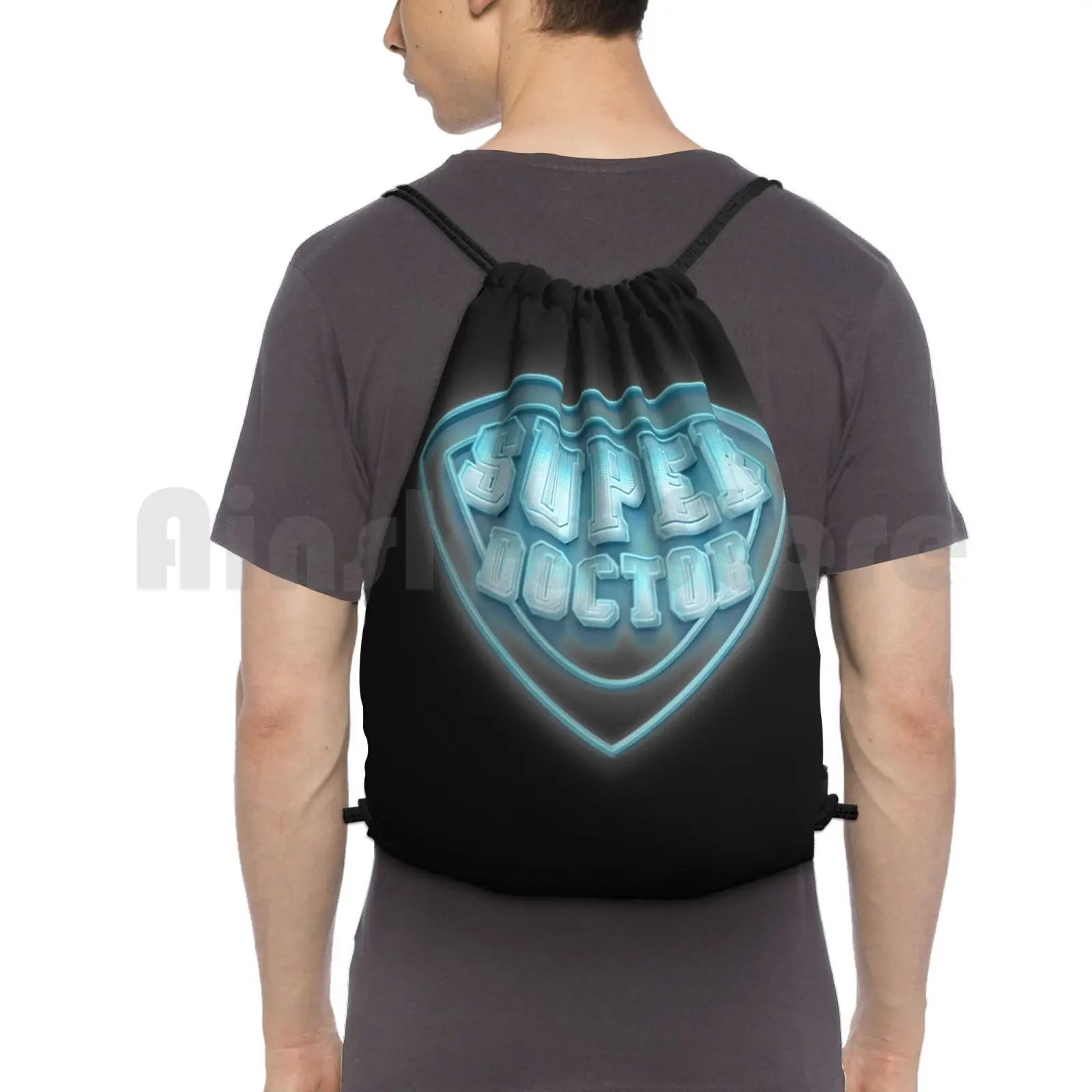 

Super Backpack Drawstring Bag Riding Climbing Gym Bag Superhero Hero Super Love Caring Medic