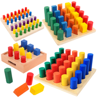Kids Montessori Sensory Math Toy 3D Geometry Column Ladder Matching Shape Sorting Color Cognitive Educational Toys Teaching Aids