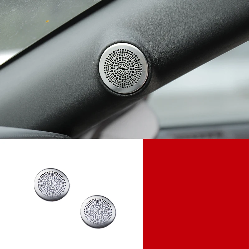 QHCP Car Door Speaker Audio Covers Decorative Sticker Trim Stainless Steel For Ford Mustang 2015-2022 Styling Interior Accessory