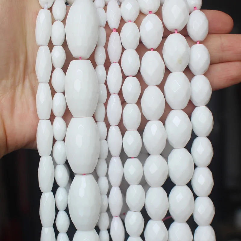 Faceted white porcelain agates Oval beads per strand,DIY Jewelry Making ! We provide mixed wholesale for all items !