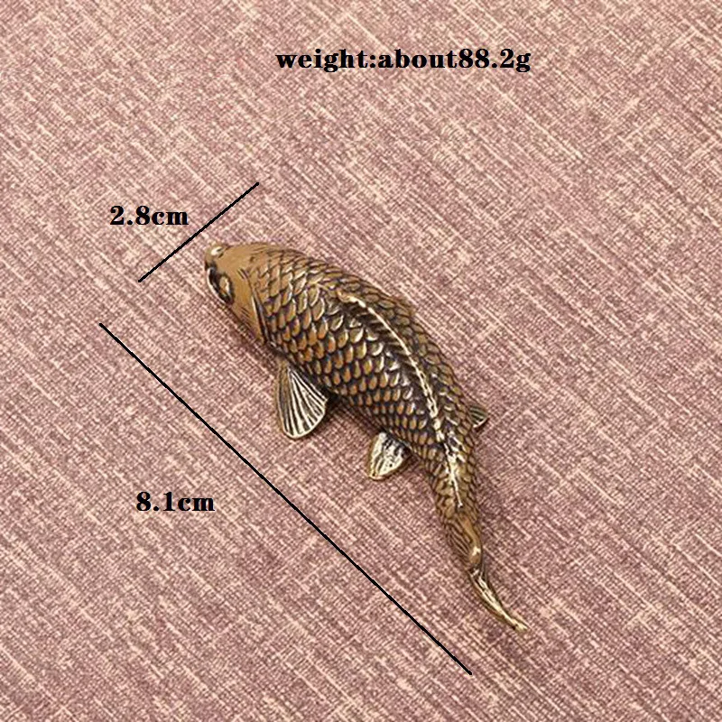 Solid Brass Fish Figurines Miniatures Antique Feng Shui Desktop Ornament Craft Simulation Carp Tea Pet Home Decoration Accessory