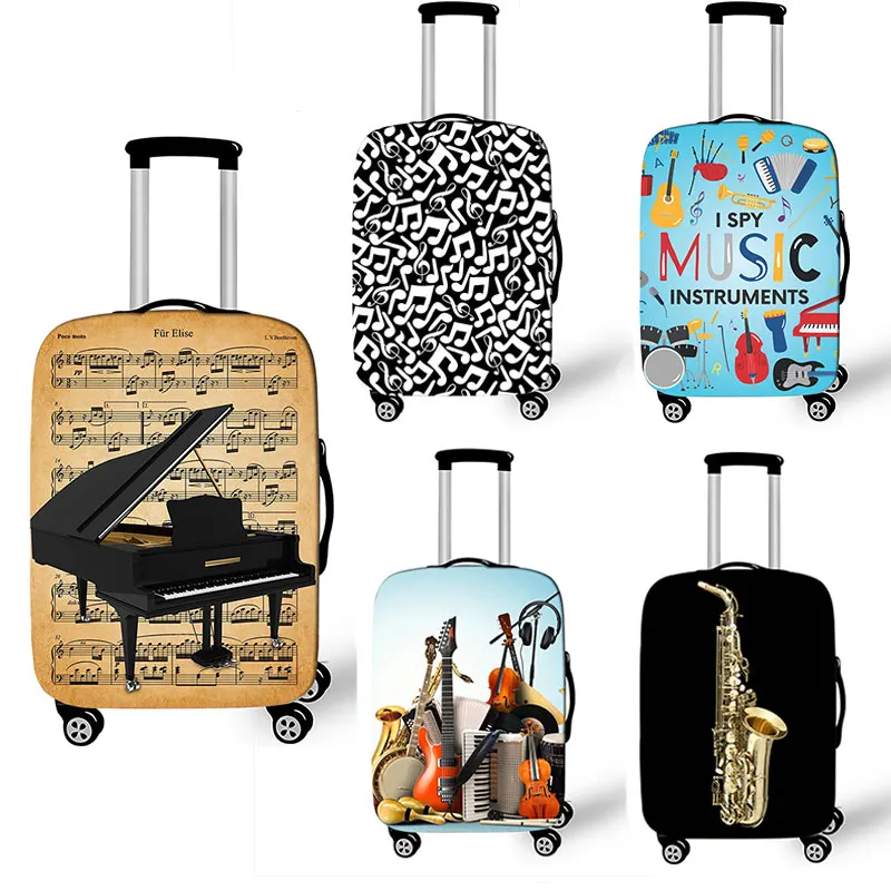 

Piano Saxophone Print Suitcase Cover Women's Outing Traveling Dustproof Flexible "18-32" Inch Luggage Cover