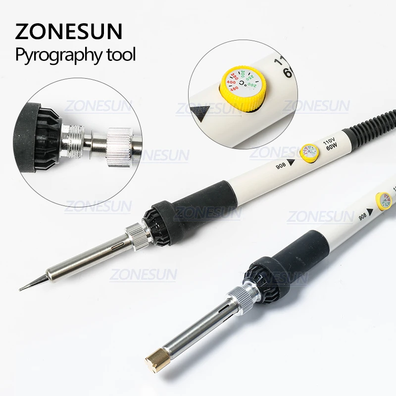 ZONESUN Hot Foil Stamping Soldering Iron Carving Pyrography Tool Wood Embossing Burning Soldering Pen Set Welding Tips Kit