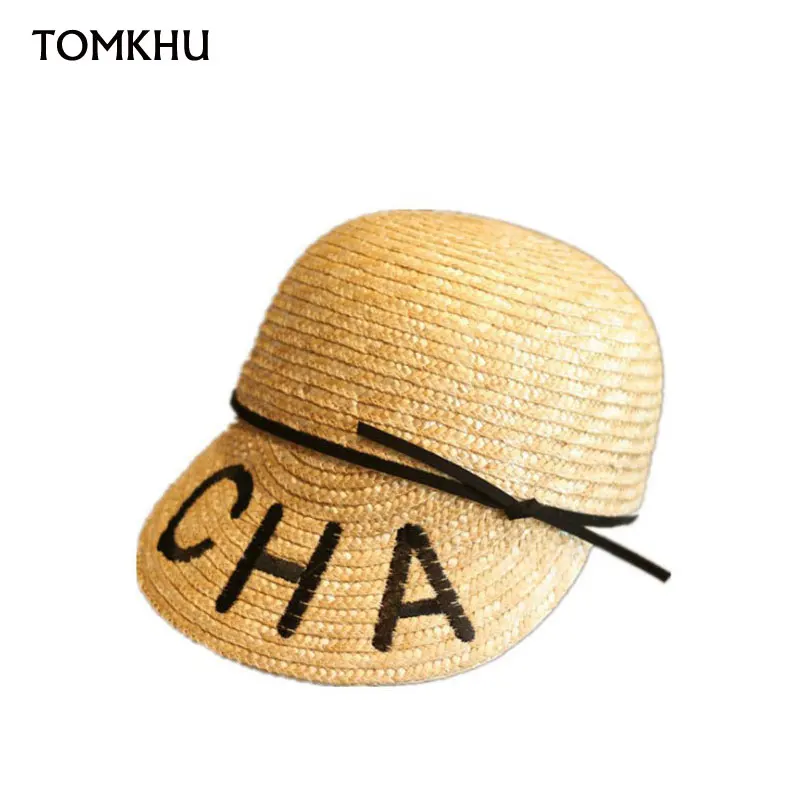 TOMKHU Sun Hats for Women Lady Equestrian Kentucky Derby Hats Visor New Straw Hat With Bow Summer Hat For Women Beach Caps