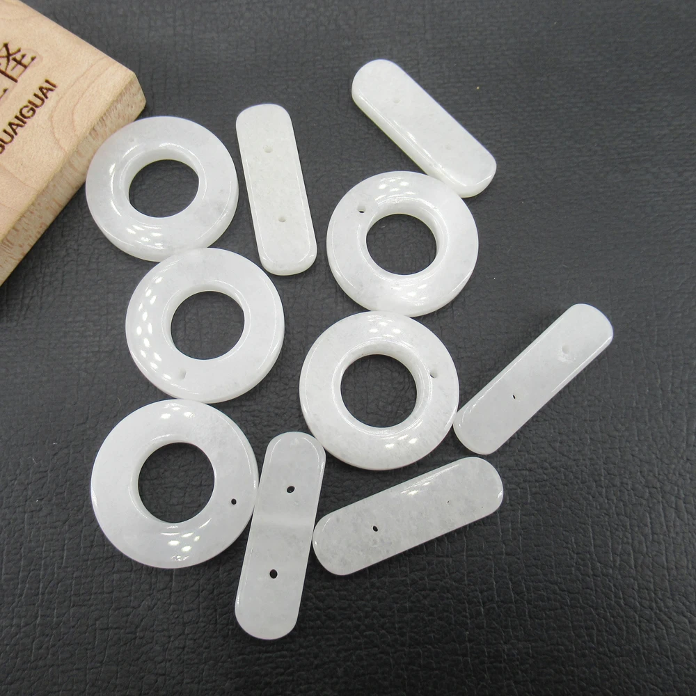 APDGG Wholesale 5PCS 25mm Natural White Jade OT Clasp For Necklace Bracelet Jewelry Making DIY