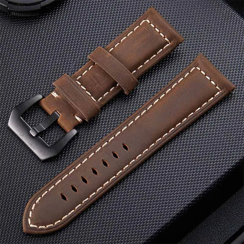 20mm 22mm 24mm 26mm Genuine Leather Watch Band for Panerai Luminor Radiomir Stainless Steel Buckle Watchband Wrist Strap(no logo