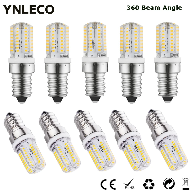 10 Pack/lot E14 LED Lamp Dimmable 220V LED E14 2.5W 360 Beam Angle 64LED 3014 SMD Light Replace 10W 20W Halogen Lamp Spotlight