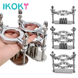 IKOKY Male Chastity Testicle Clamp Metal Spike Penis Ring Clamp Scrotum Stimulation Lock Training Device Sex Toys For Men