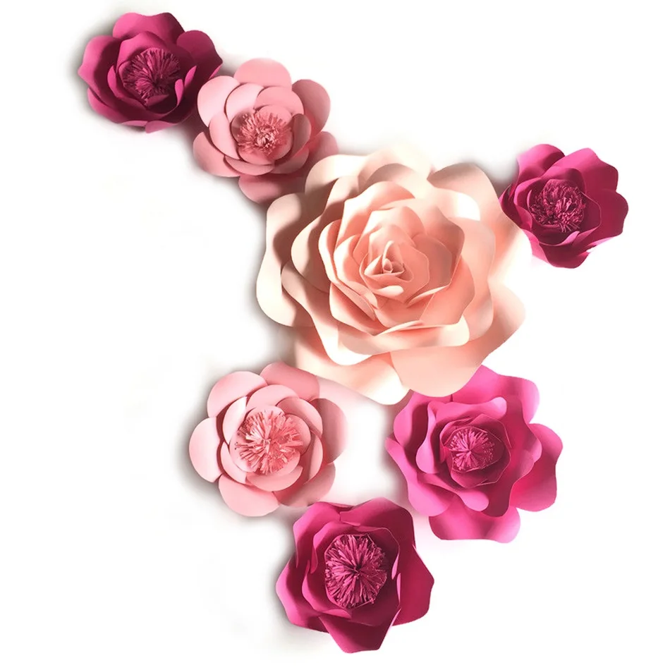 

Half Made 7pcs Pink Giant Paper Flowers for girl's party wedding decor photo booth backdrop Wedding backdrops Video Tutorials