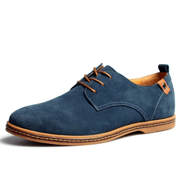 Suede Men Leather Shoes Solid Lace-up Big Size 38-48 Casual Shoes Men's Flats Comfortable Dress Shoes Male Soft Footwear image 2