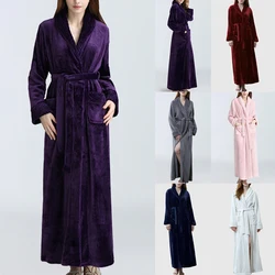 On Sale Women Men Silk Flannel Long Kimono Bathrobe Winter Warm Bath Robe Femme Dressing Gown Bridesmaid Robes Bride Wedding