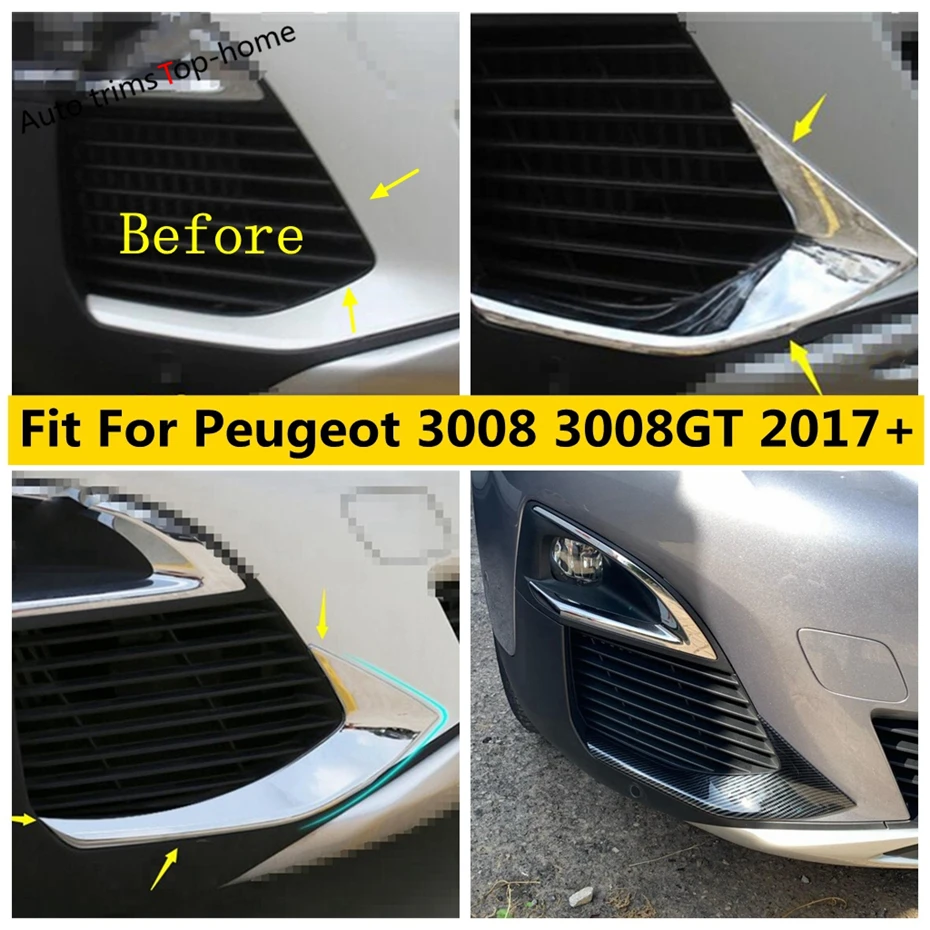 

Front Fog Lights Lamps Below Eyelid Eyebrow Cover Trim Fit For Peugeot 3008 3008GT 2017 - 2020 Exterior Decoration Accessories