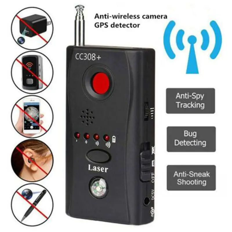 

Full Range Anti-Spy Bug Detector CC308 Mini Wireless Camera Signal Device Finder GPS GSM Listening Radio Scanner 1MHz-6500MHz