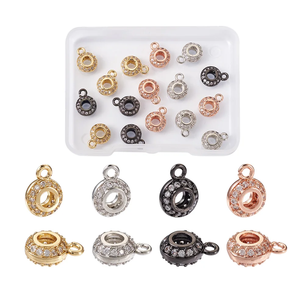 

16Pcs Alloy Zircon Round Separator Spacers Hanger Bails Beads Charm Connectors For Bracelet Necklace DIY Jewelry Making Findings