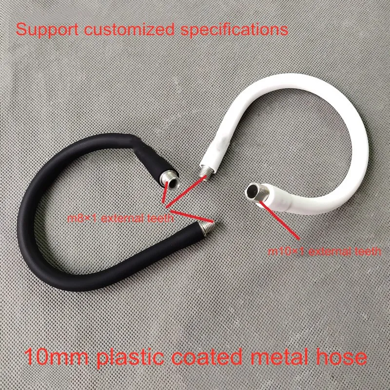 M10 led Flexible Goosneck Tube DIY M10 Male+M8 Male Black Metal Hose Universal Soft Pipe Silicone coated Metal Serpentine Tubes