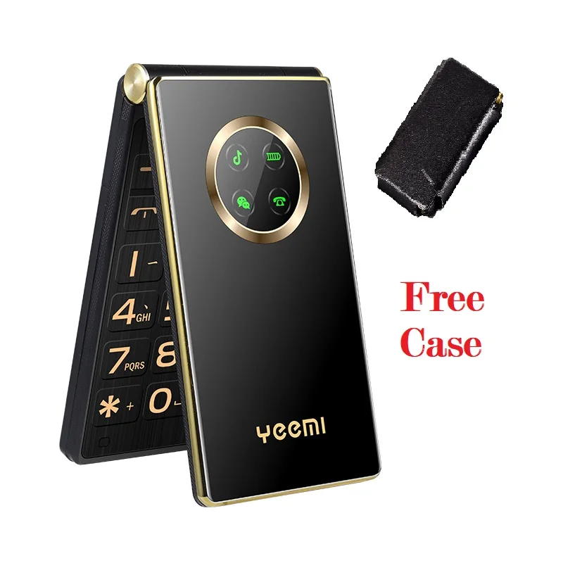 Unlock Cover Elderly Mobile Phone Large Push Button SOS Speed Dial Blacklist Torch Dual Sim Cards Long Standby Flip Cellphone