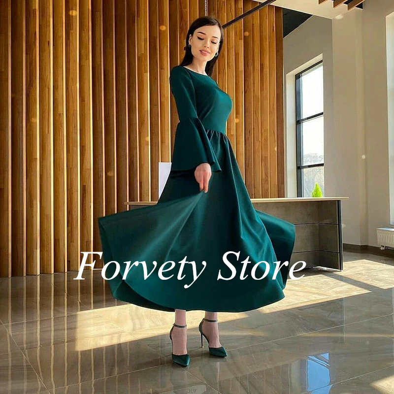 Sexy Tea-Length Evening Dresses Simple Satin Robe De Mariage Formal Cap Sleeves Prom Party Gowns vestidos de fiesta فساتين السهر