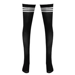 Women Men Striped Over Knee Socks Summer Supre Thin Breathable Sport Soccer Football Socks Long Tube Stocking/Open Toes Stocking