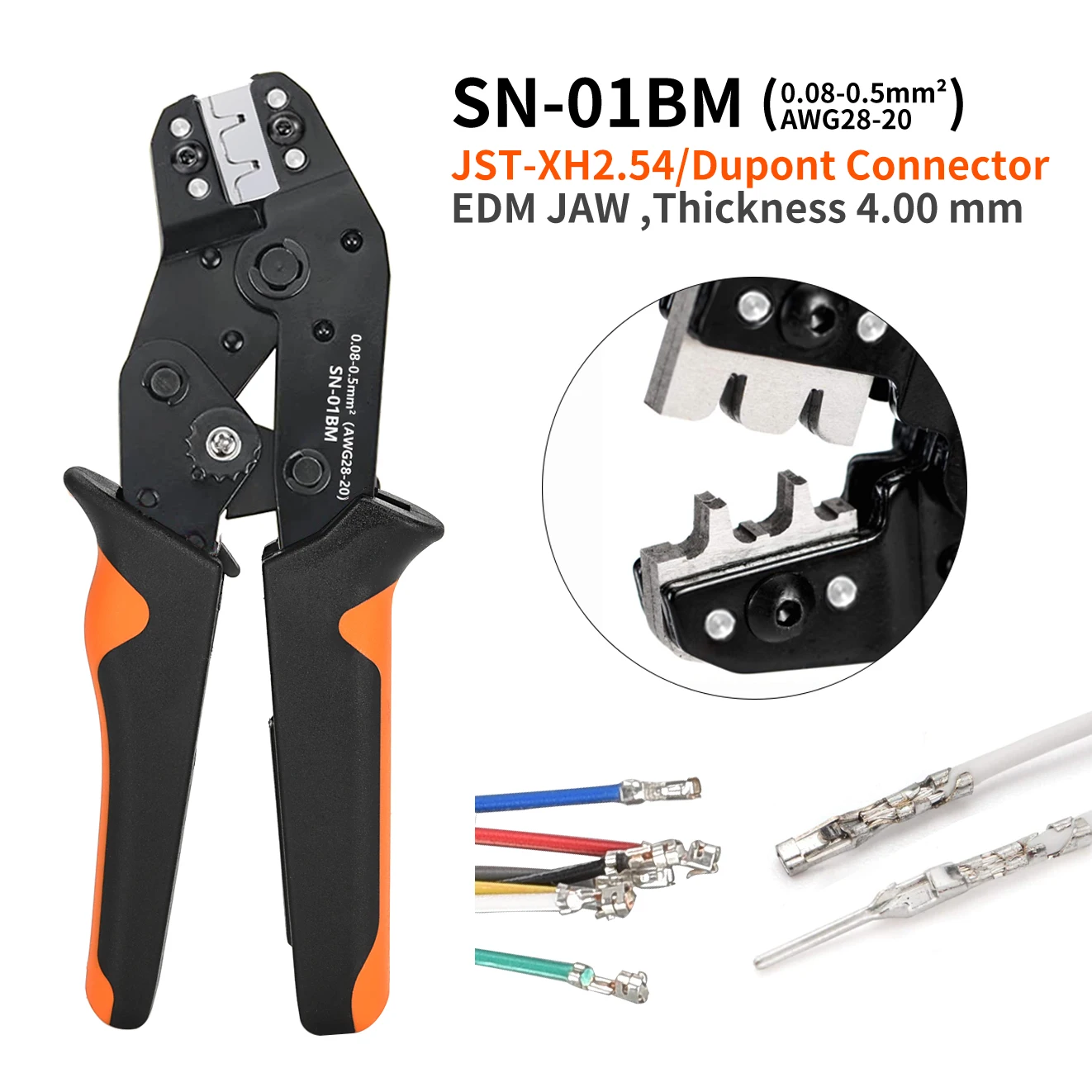Imagem -03 - Dupont Ratchet Crimping Tool Grupo Sn01bm Awg 2820 Kit Crimper Alicate com 254 Milímetros Dupont Conectores Jst-xh Terminal
